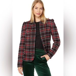 NWT Tommy Hilfiger Women's Puff-Sleeve Plaid Band Jacket XXL